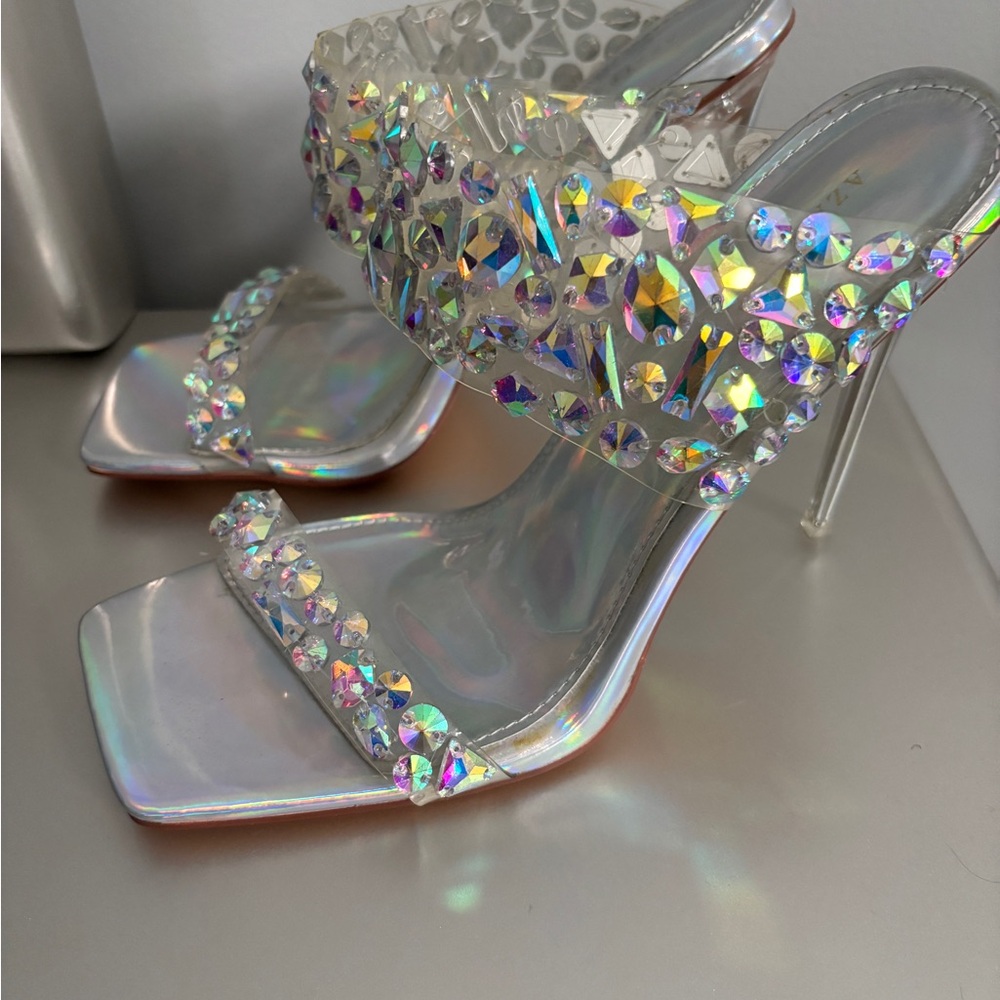 Iridescent Crystal Embellished Heels